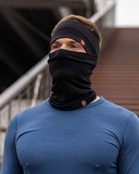 Men&#39;s Headband and Gaiter Set Black