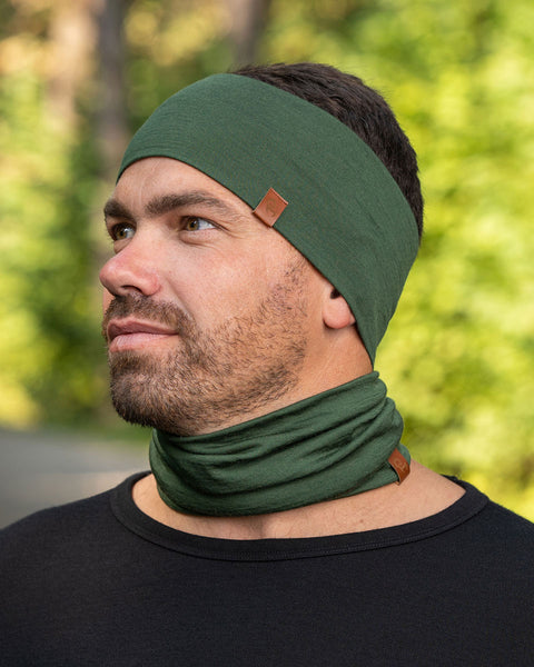Men&#39;s Headband and Gaiter Set Dark Green