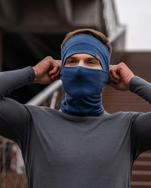 Men&#39;s Headband and Gaiter Set Denim