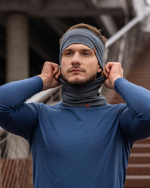 Men&#39;s Headband and Gaiter Set Perfect Grey