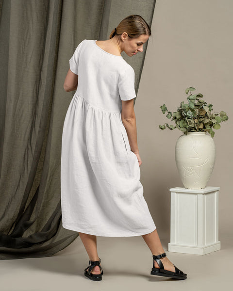 Linen Smock Dress Maria Pure White